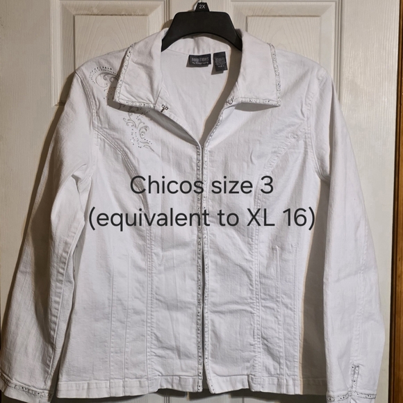 Chico's Jackets & Blazers - Chico's White Embroidered Zip-Front Jacket